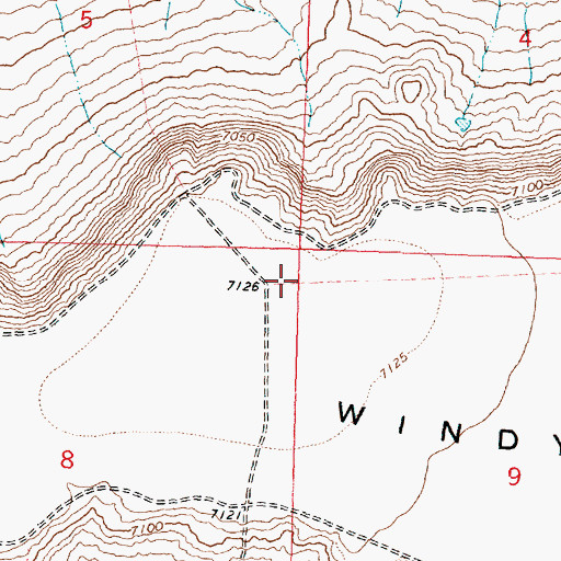 Topographic Map of Windy Hill, WY