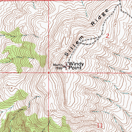 Topographic Map of Windy Point, WY