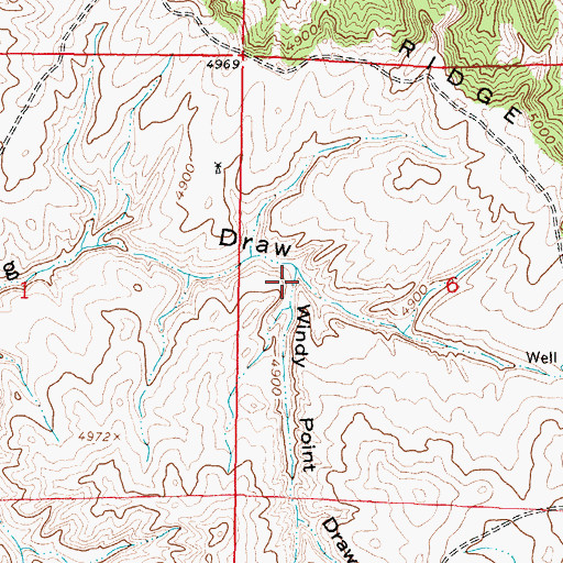 Topographic Map of Windy Point Draw, WY