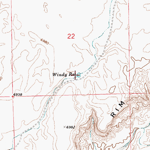 Topographic Map of Windy Reservoir, WY