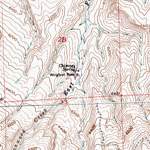 Topographic Map of Wingfoot Pens, WY