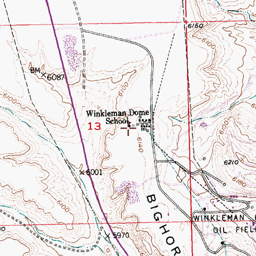 Topographic Map of Winkleman Dome School, WY