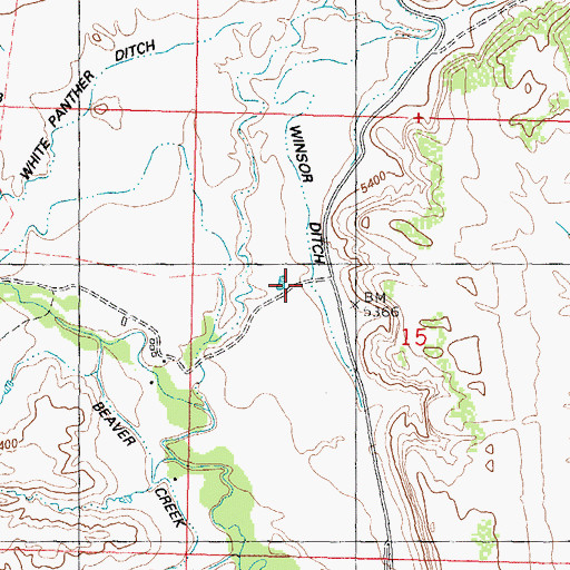 Topographic Map of Winsor Ditch, WY