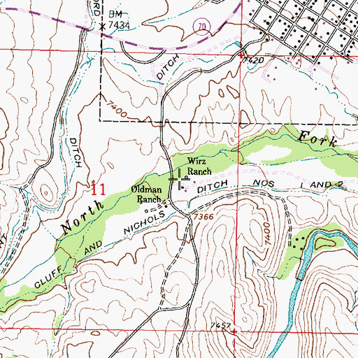 Topographic Map of Wirz Ranch, WY