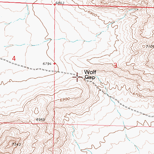 Topographic Map of Wolf Gap, WY