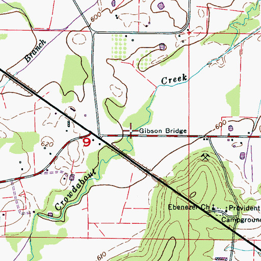 Topographic Map of Gibson Bridge, AL