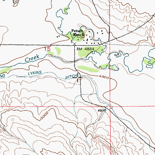 Topographic Map of Wood and Lykins Ditch, WY