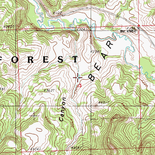 Topographic Map of Wood Canyon, WY