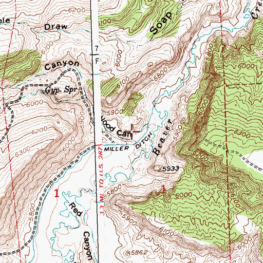 Topographic Map of Wood Canyon, WY