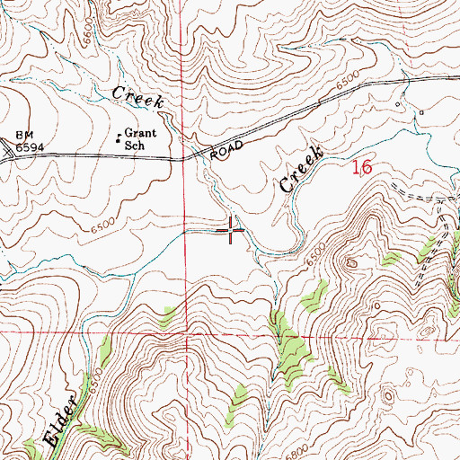 Topographic Map of Wood Creek, WY