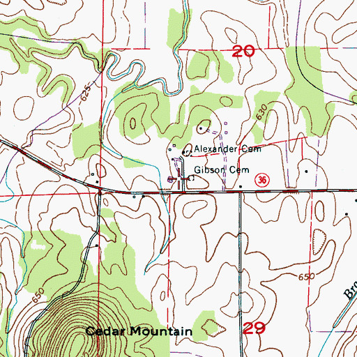 Topographic Map of Gibson Cemetery, AL