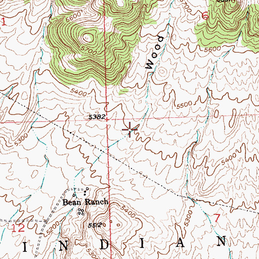Topographic Map of Wood Road Canyon, WY