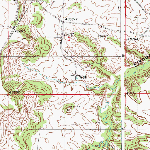Topographic Map of Wood School, WY