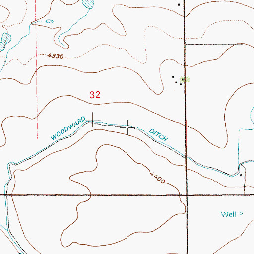 Topographic Map of Woodard Ditch, WY