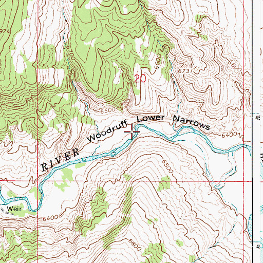 Topographic Map of Woodruff Lower Narrows, WY