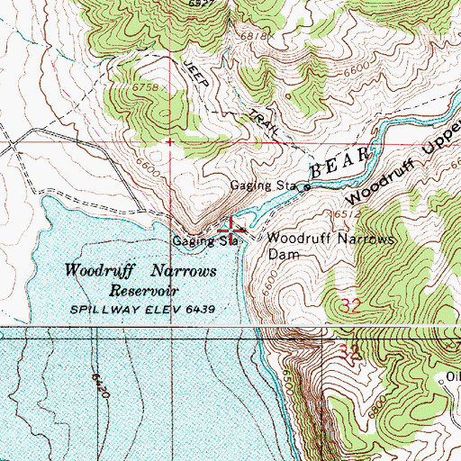 Topographic Map of Woodruff Narrows Dam, WY