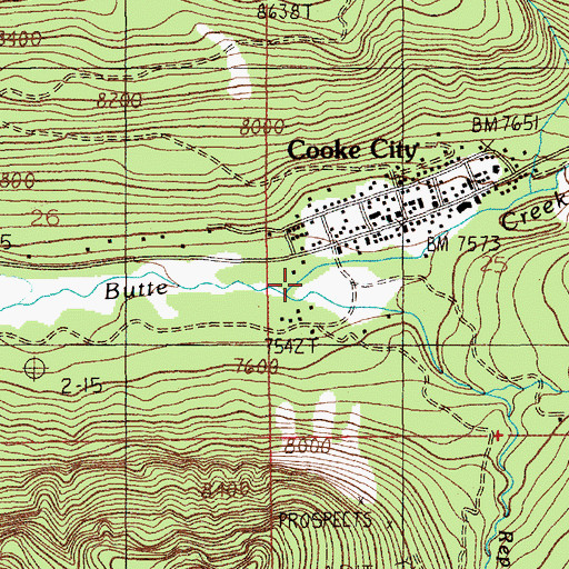 Topographic Map of Woody Creek, WY