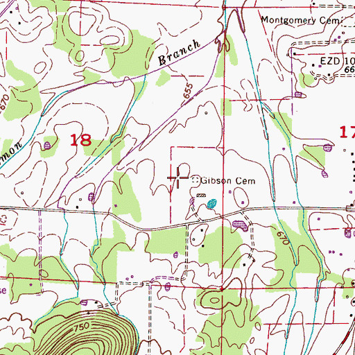 Topographic Map of Gibson Cemetery, AL