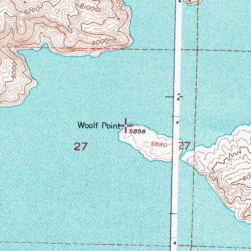 Topographic Map of Woolf Point, WY