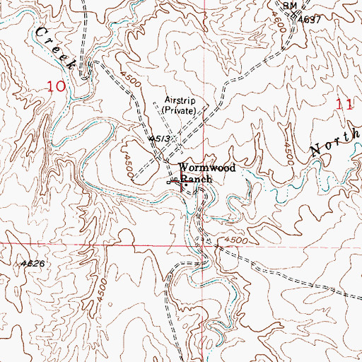 Topographic Map of Wormwood Ranch, WY