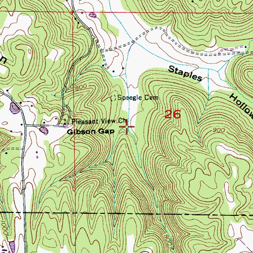 Topographic Map of Gibson Gap, AL