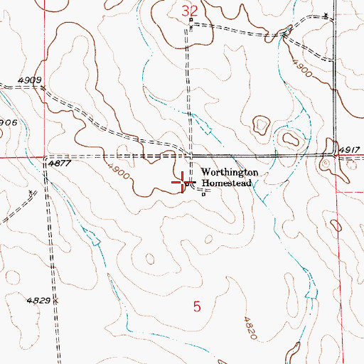 Topographic Map of Worthington Homestead, WY