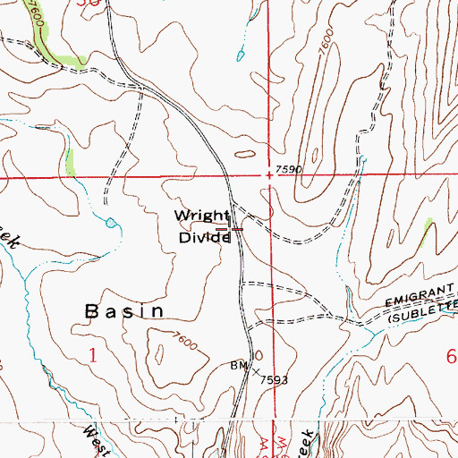 Topographic Map of Wright Divide, WY