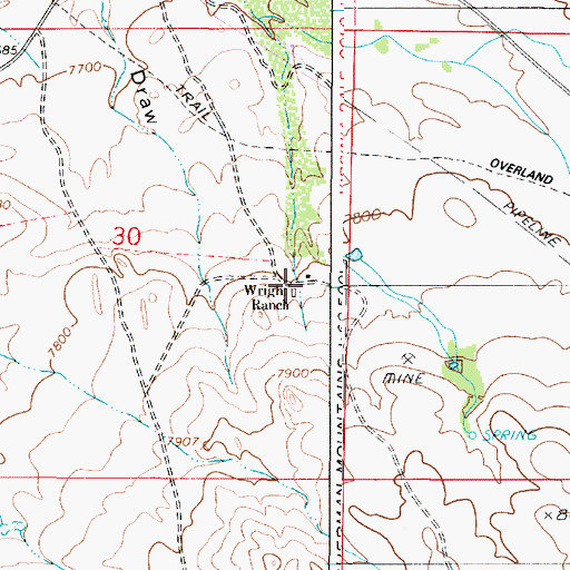 Topographic Map of Wright Ranch, WY