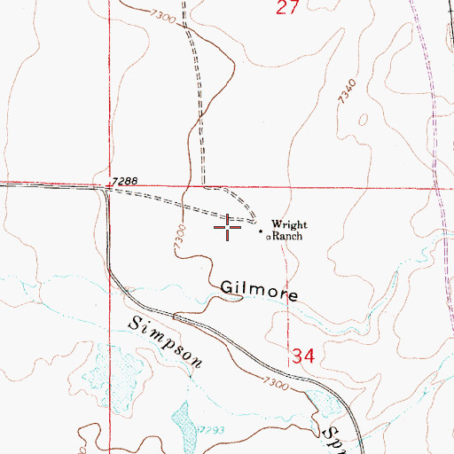 Topographic Map of Wright Ranch, WY