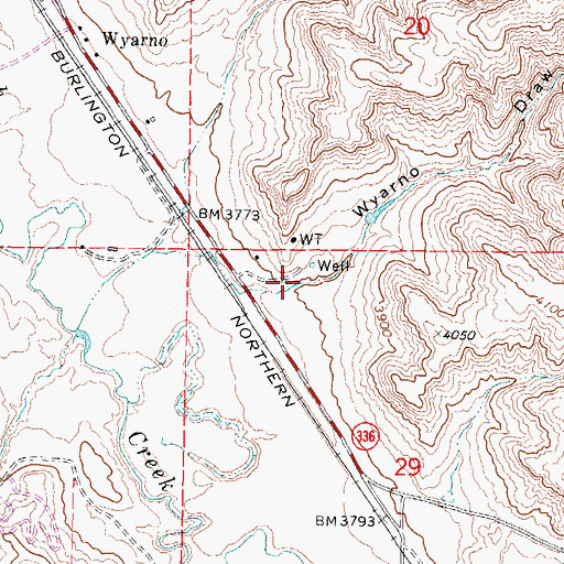 Topographic Map of Wyarno Draw, WY