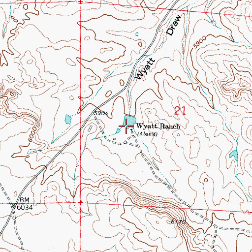 Topographic Map of Wyatt Ranch, WY