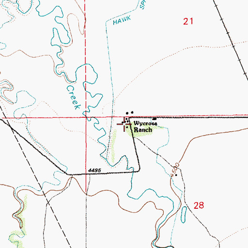 Topographic Map of Wycross Ranch, WY