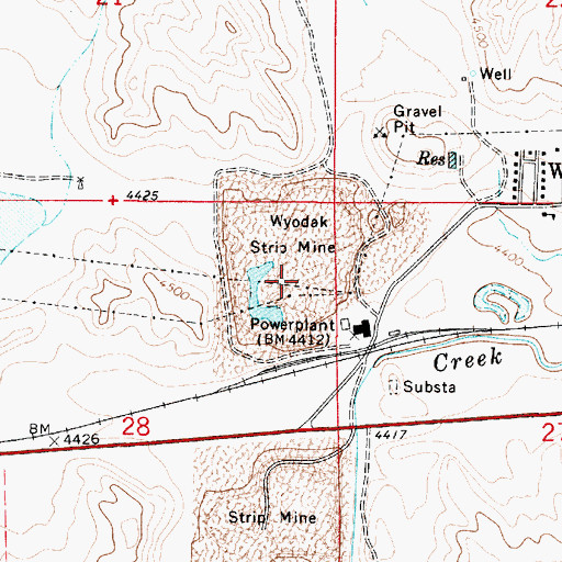 Topographic Map of Wyodak Strip Mine, WY