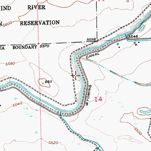 Topographic Map of Wyoming Canal, WY