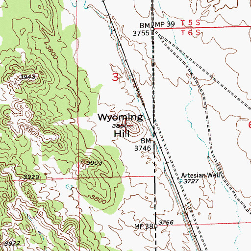 Topographic Map of Wyoming Hill, WY