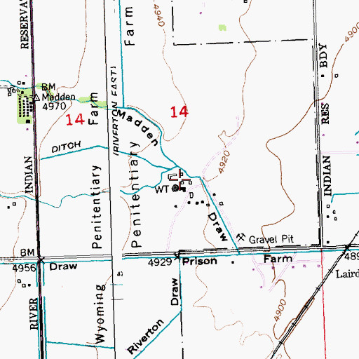 Topographic Map of Wyoming Penitentiary Farm, WY