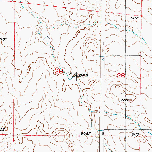 Topographic Map of Y Spring, WY