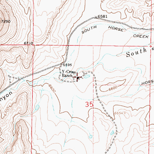 Topographic Map of Y-Cross Ranch, WY