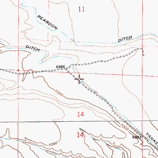Topographic Map of Yankee Ditch, WY