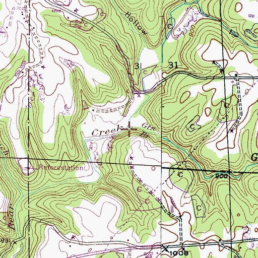 Topographic Map of Gin Branch, AL