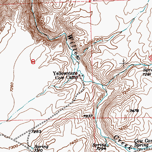Topographic Map of Yellowstone Cow Camp, WY