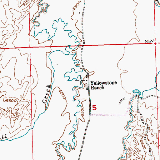 Topographic Map of Yellowstone Ranch, WY
