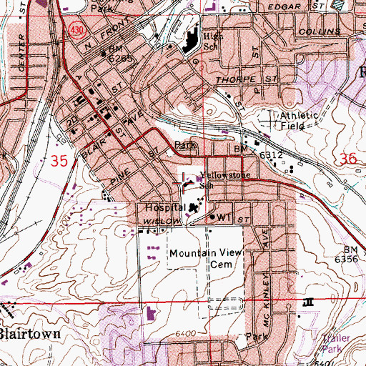 Topographic Map of Yellowstone School, WY