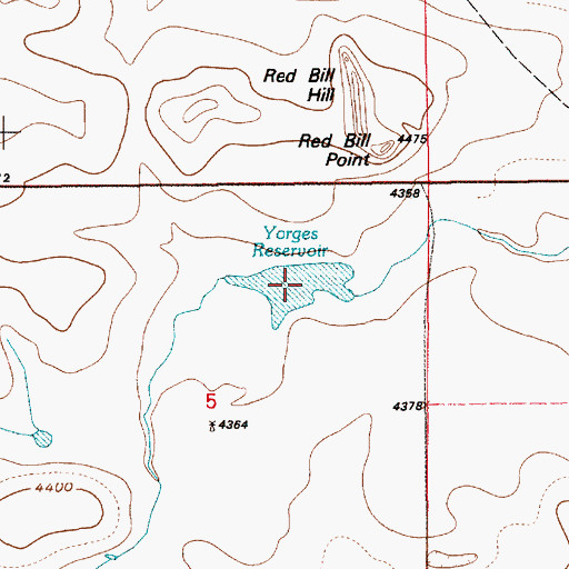Topographic Map of Yorges Reservoir, WY