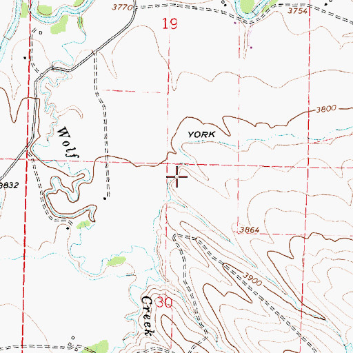Topographic Map of York Ditch, WY