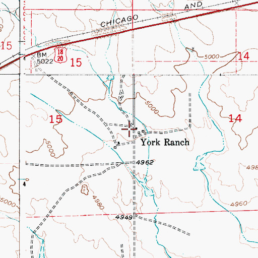 Topographic Map of York Ranch, WY