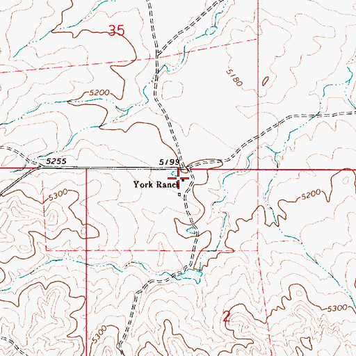 Topographic Map of York Ranch, WY