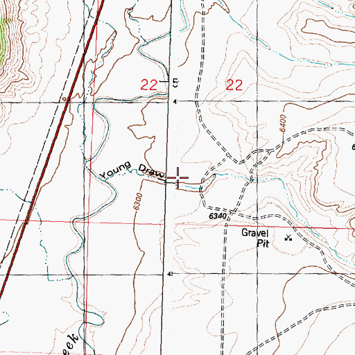 Topographic Map of Young Draw, WY