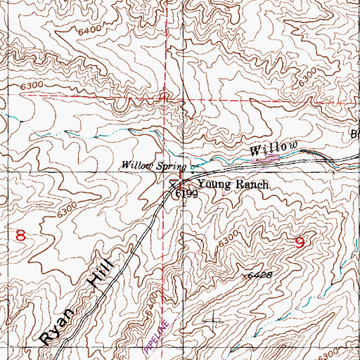 Topographic Map of Young Ranch, WY