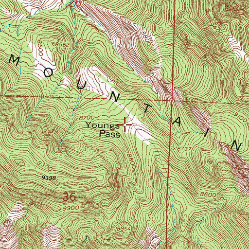Topographic Map of Youngs Pass, WY